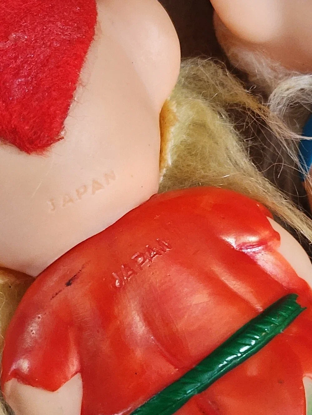 Vtg Elf Pixie Dwarf Gnome Felt Rubber Face Doll Christmas Japan Lot Of 3